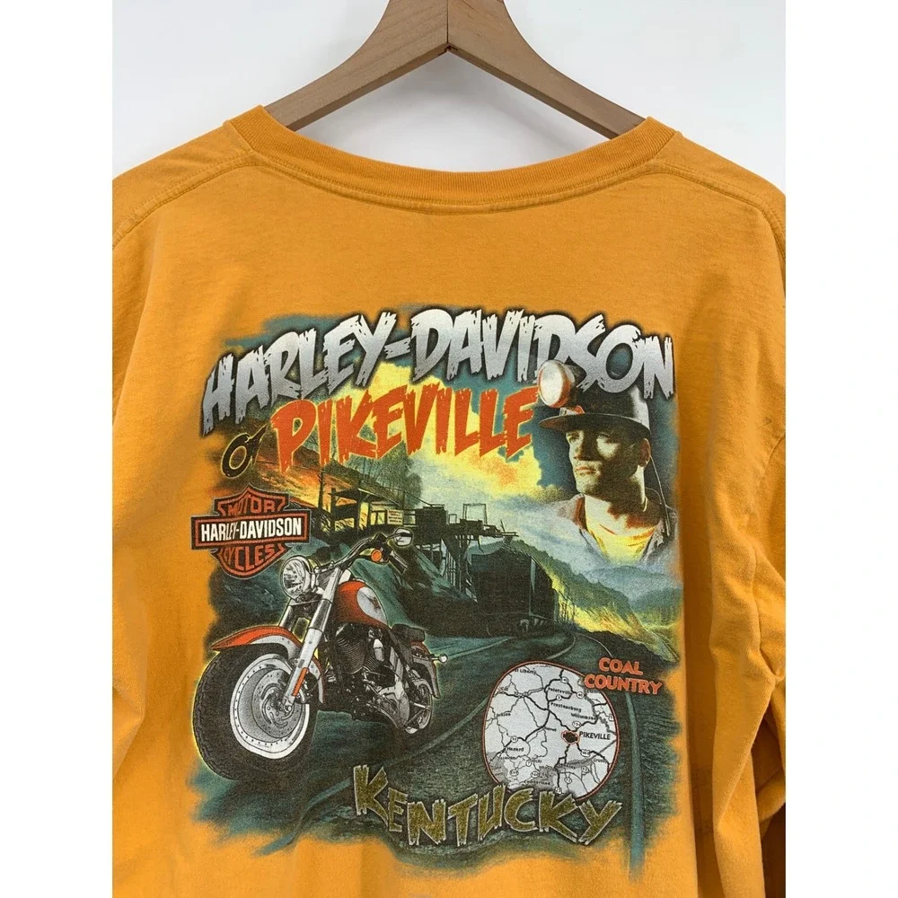 Vintage Harley Davidson Shirt XL Orange Long Sleeve Pikeville Kentucky Made USA - Picture 2 of 11